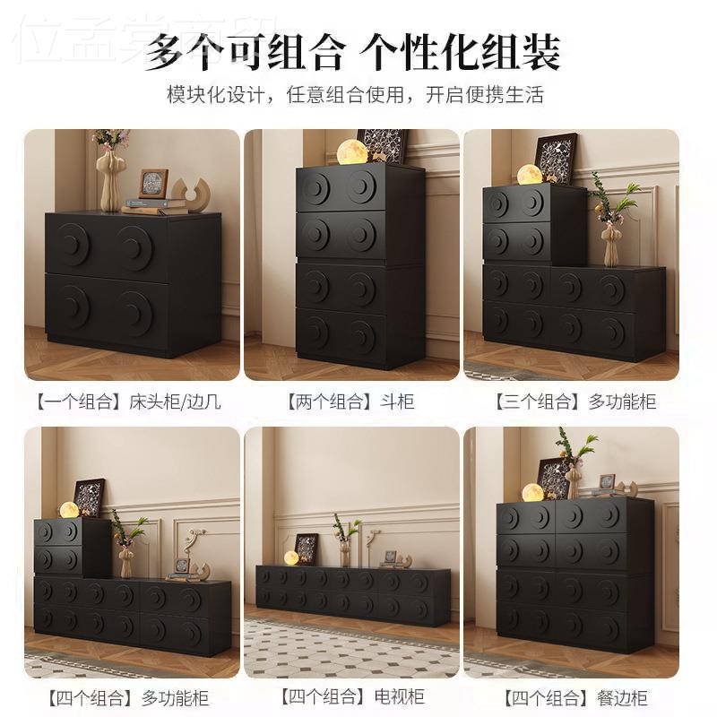 木斗柜自卡由组合黑色中古风餐JFQ边客办公落地储厅物柜子电视门