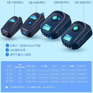 松宝氧气泵静音鱼缸增氧机养鱼增氧泵超静音充氧泵小型家用制氧机