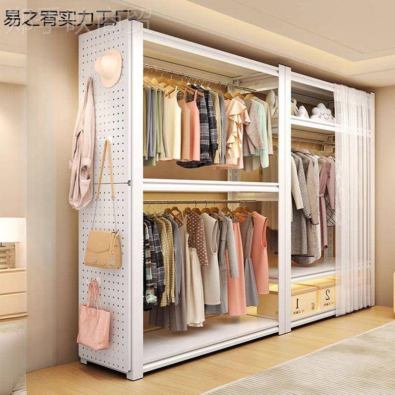 货架衣柜家金镇沛用卧室出租房衣物地收纳简组装易落角钢衣架属镇