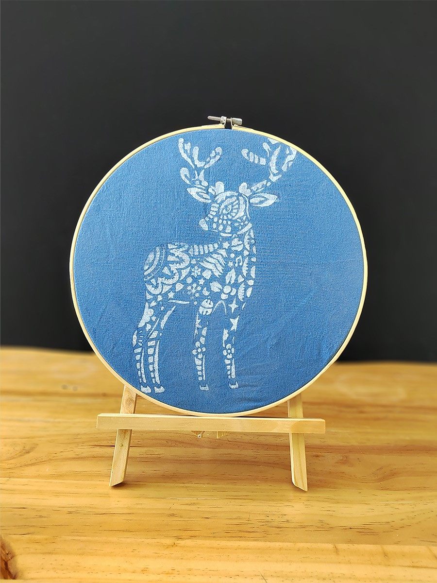 适用竹绣绷木架扎染草木染植物锤拓染十字绣圈手工DIY作品展示配