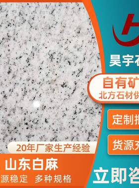 芝麻白天然干挂 花岗岩白麻石路材沿石 VWN白色大理石烧面荔枝X火