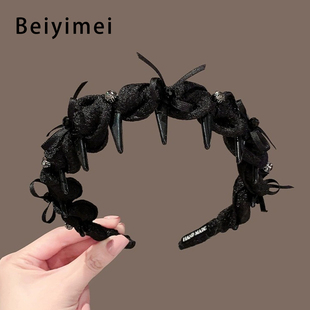 巴黎王妃发箍女2025新款赫本风网纱发卡蝴蝶结头饰防滑显脸小头箍