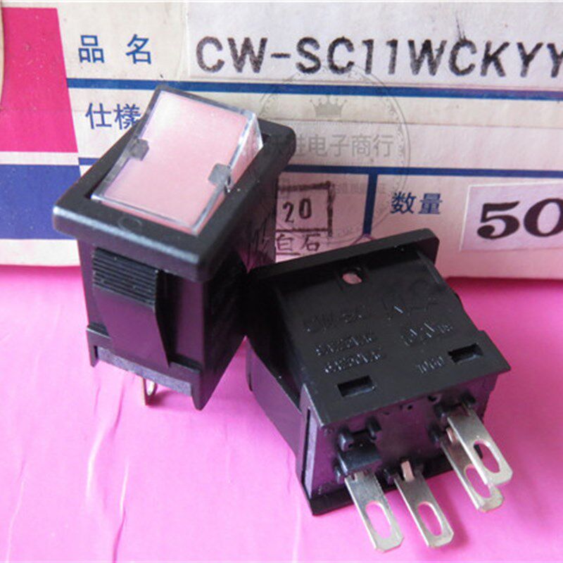 进口日本NKK CW-SC电源船型开关4脚单刀带灯翘板摇臂开关6A250V