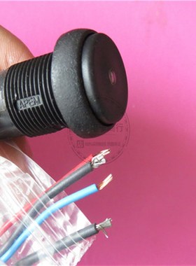 16MM 进口法国APEM 圆形按钮覆位开 关4脚带线 线带灯按键无