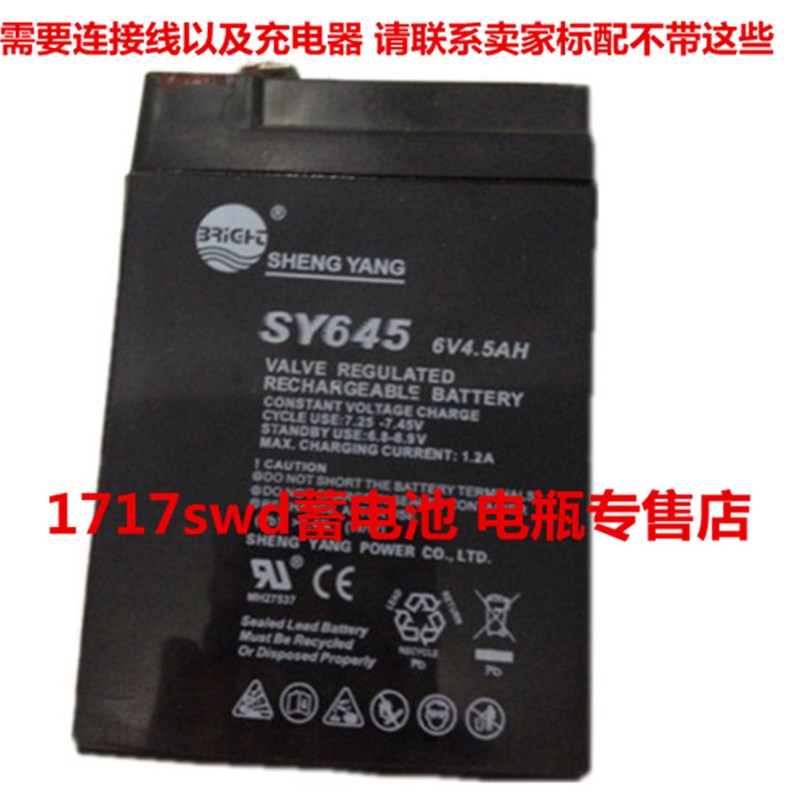 SHENGYANG晟阳蓄电池 SY645 6V4.5AH玩具车 童车 电子称用电瓶