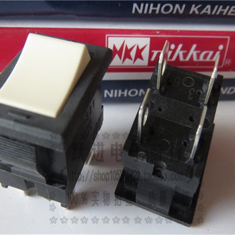 进口日本NKK JW-S21船型开关10A250V 4脚2档翘板电源开关灰白色帽