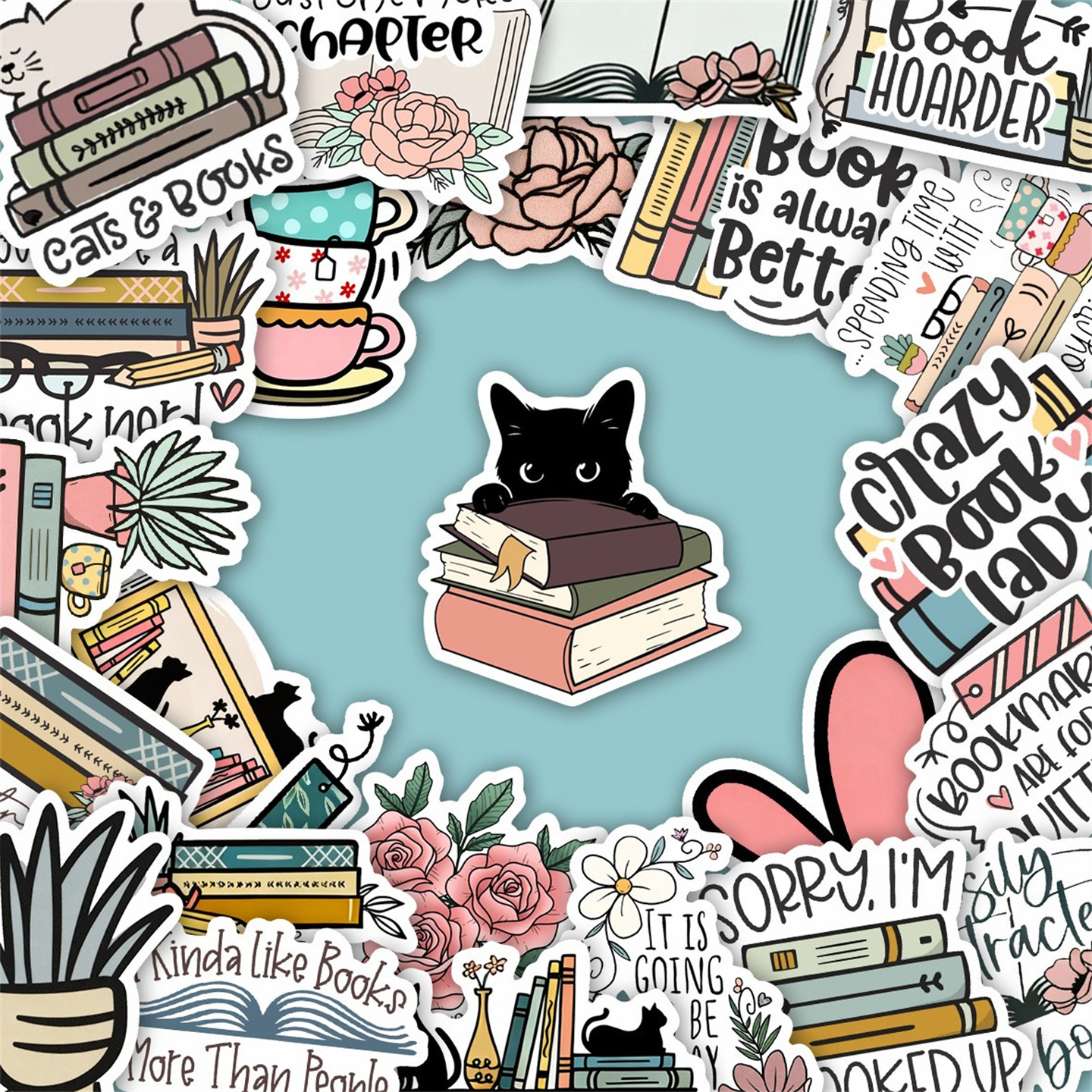 25张阅读英文卡通贴纸好好学习