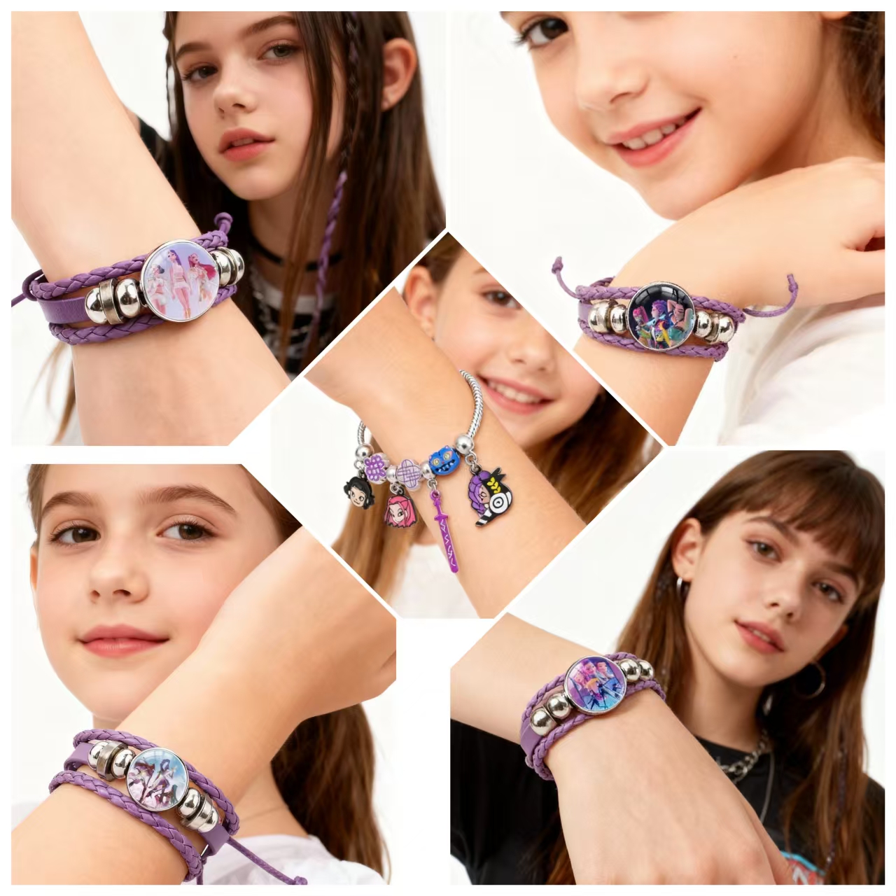 KPOP猎魔女团时光宝石牛皮手链