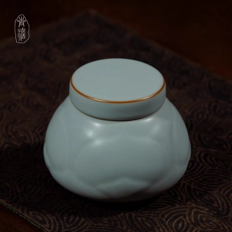 青澹汝窑茶叶罐家用醒茶罐陶瓷储物罐复古天青色送男士礼物溪客罐,餐饮具,茶叶罐,淘宝优惠券,粉丝福利购,淘宝优惠卷