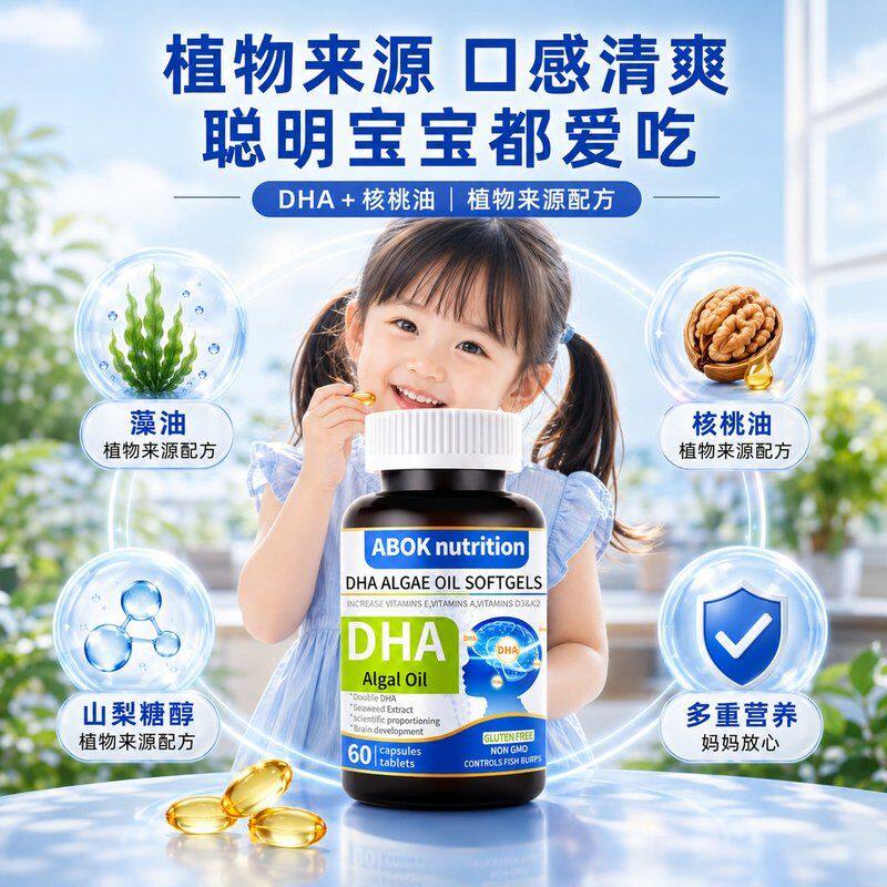 DHA藻油核桃油高含量好吸收助力学生成人青少年营养黄金配方