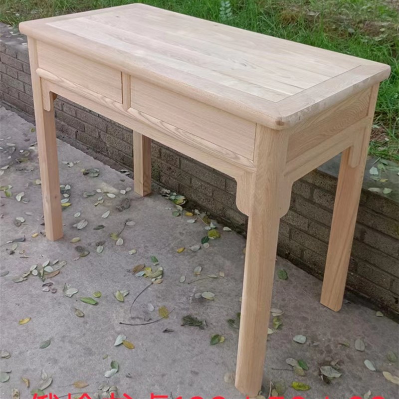 新中式小书桌白茬全实木俄榆木学习桌家用免漆儿童课桌写字培训桌