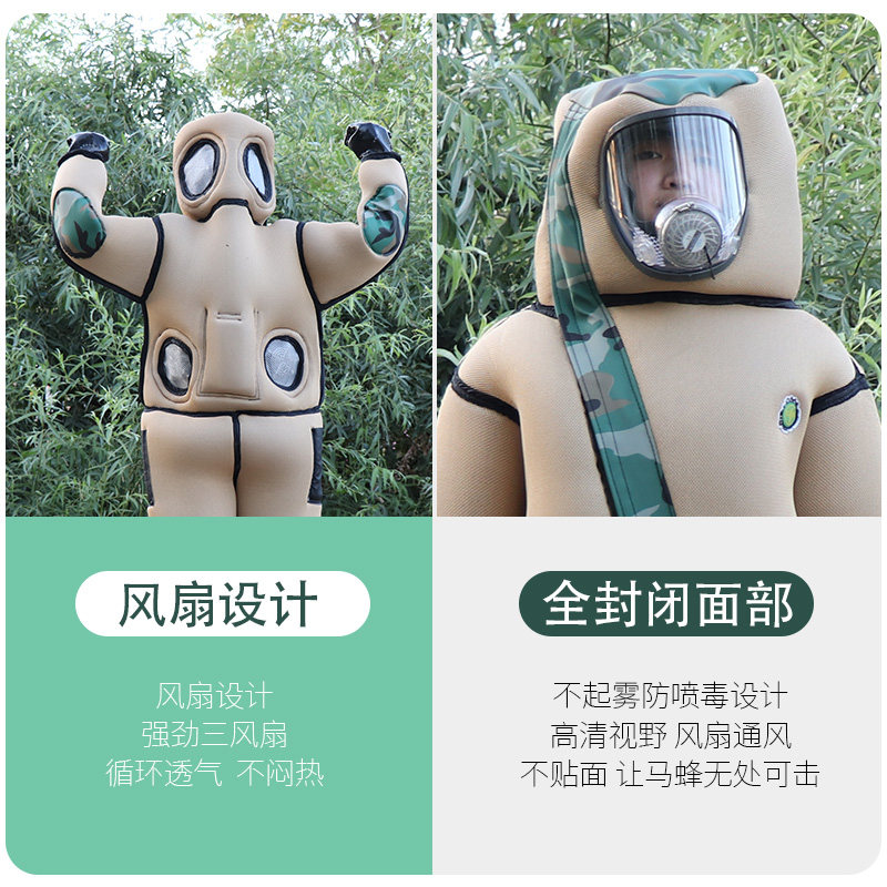 现货加厚马蜂服透气防蜂服全身连身带风扇耐磨抓胡蜂防护衣爬树防