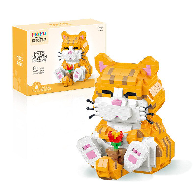 魔域微小颗粒玩具休闲拼插塑料积木93001-93004U萌宠卡通猫狗动物