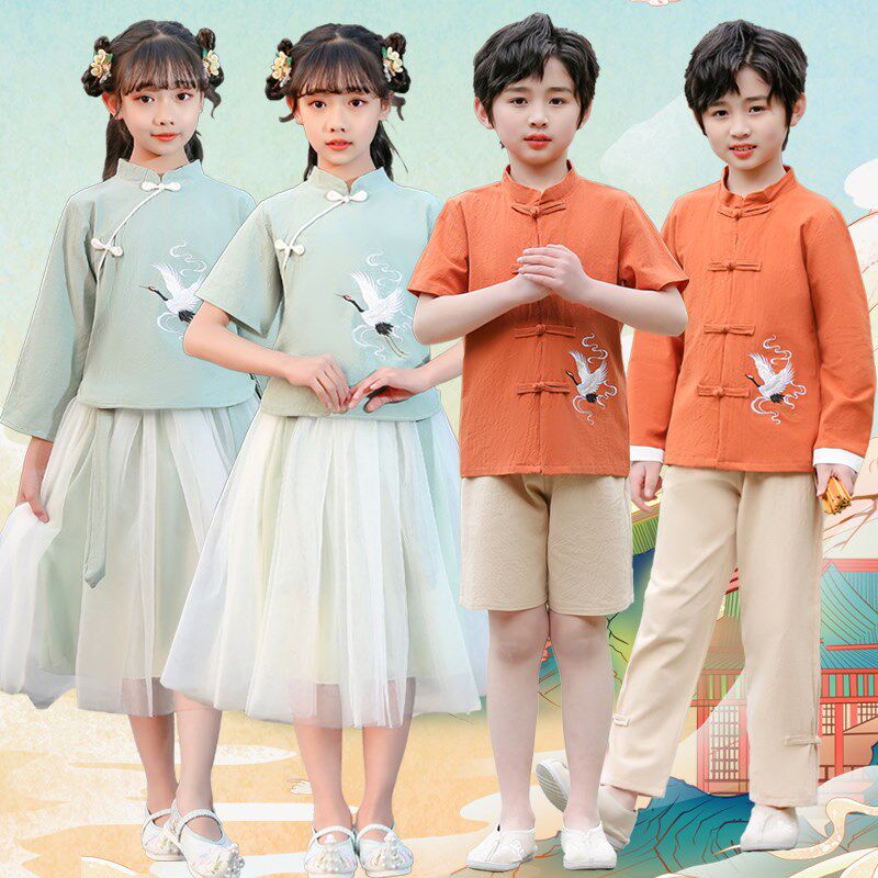 儿童民国风学生装五四p青年装幼儿园表演服中小学生朗诵合唱国学