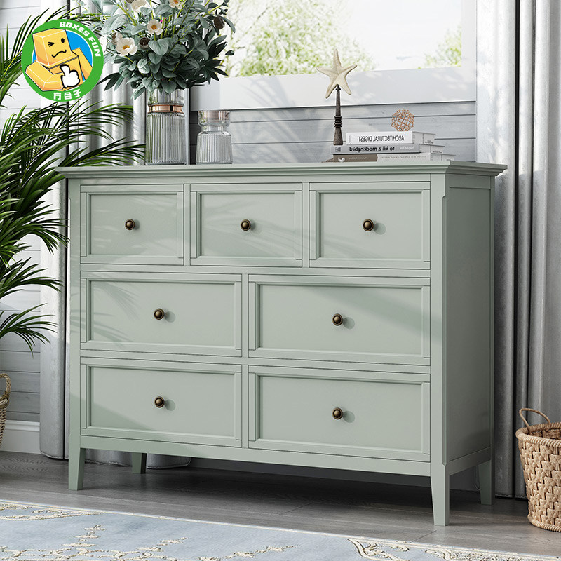 美式乡村斗柜实木柜子复古收纳柜大容量抽屉卧室电视柜玄关储物柜