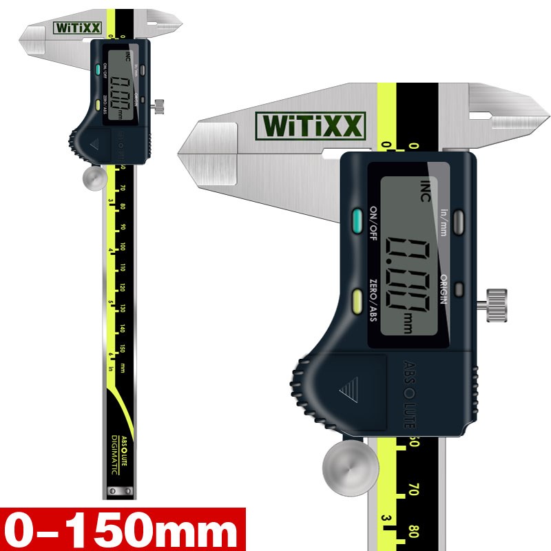 日本WiTiXX威特进口自动金属数显游标卡尺0-150mm不锈钢数字卡尺
