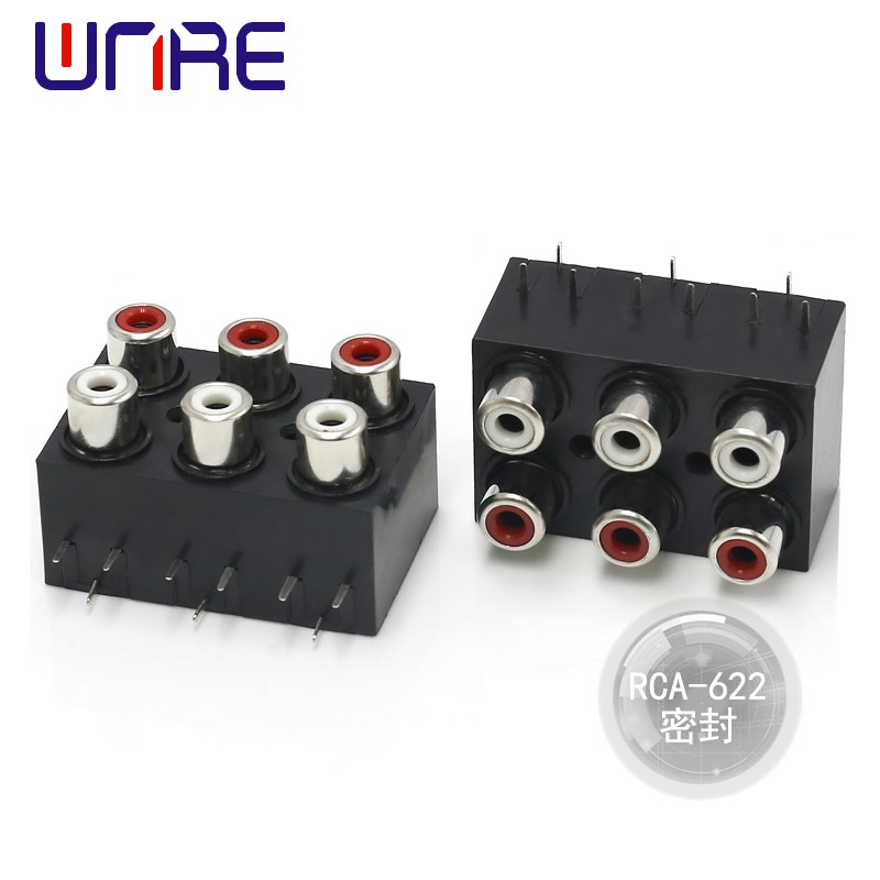 RCA-622密封AV6-8.4红白双色九脚 音频座AV座信号音响插座插头