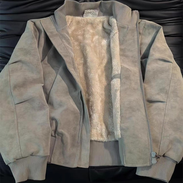 短款扎染皮衣夹克廓形冬季男款