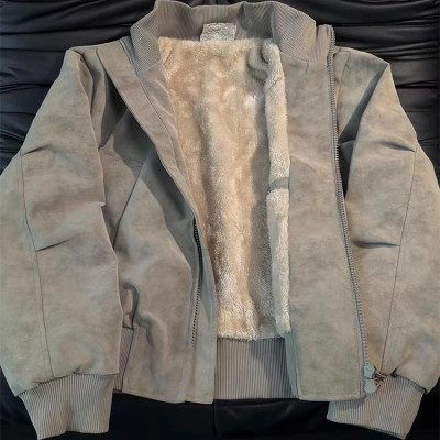 短款扎染皮衣夹克廓形冬季男款