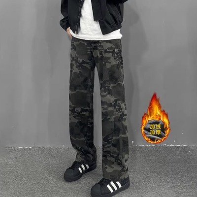 美式复古迷彩工装裤子男款秋冬季
