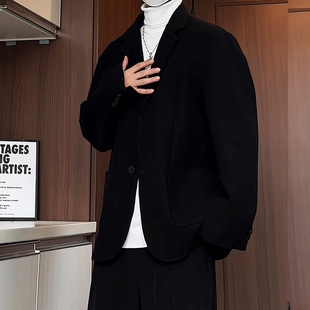 短款西服外套男款秋冬季韩版加厚cleanfit高级感宽松毛呢大衣外套