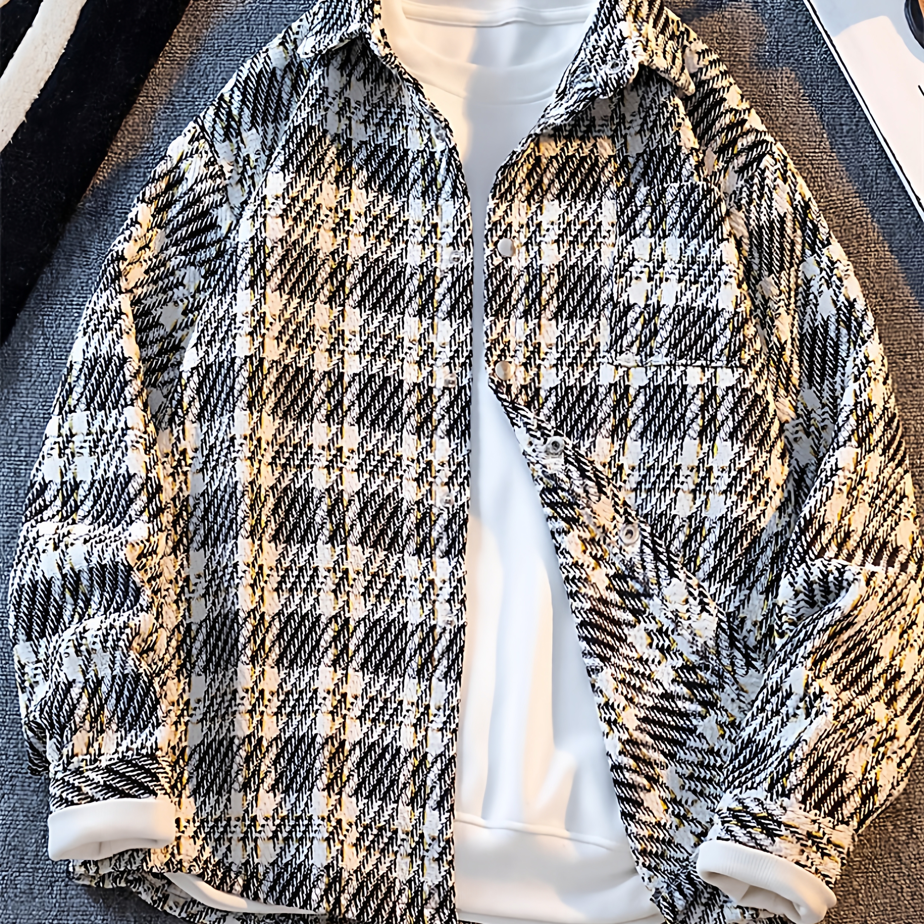 格子外套男款高级感衬衫春秋季