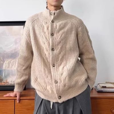 老钱风羊毛混纺立领毛衣男款秋冬