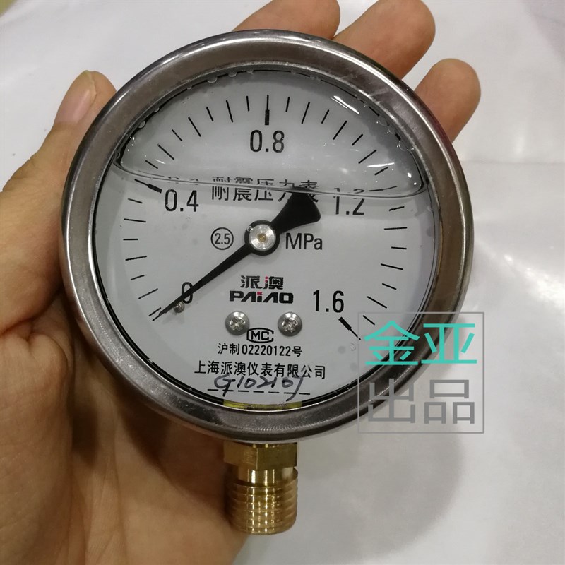 上海派澳奥YN60耐震压力表2.5抗震充油压力表油压表1.6绍兴剑龙