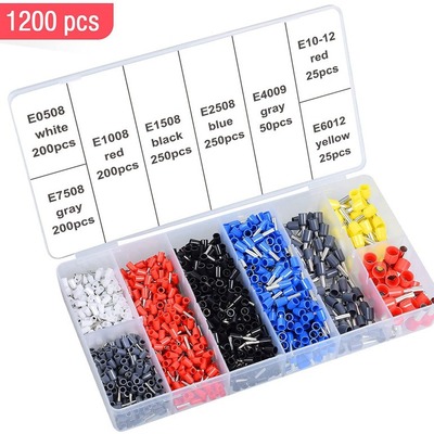 亚马逊热销VE1200pcs管针型接线预绝缘冷压端子6-4四边压线钳套装