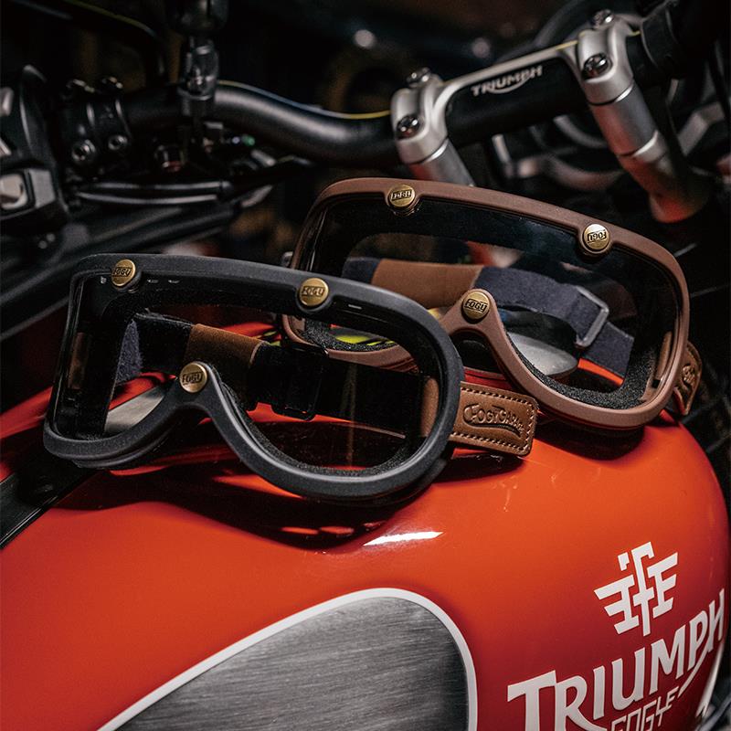 福禄车库复古哈雷机车摩托车风镜黑色骑行黄镜片护目镜防风镜70s
