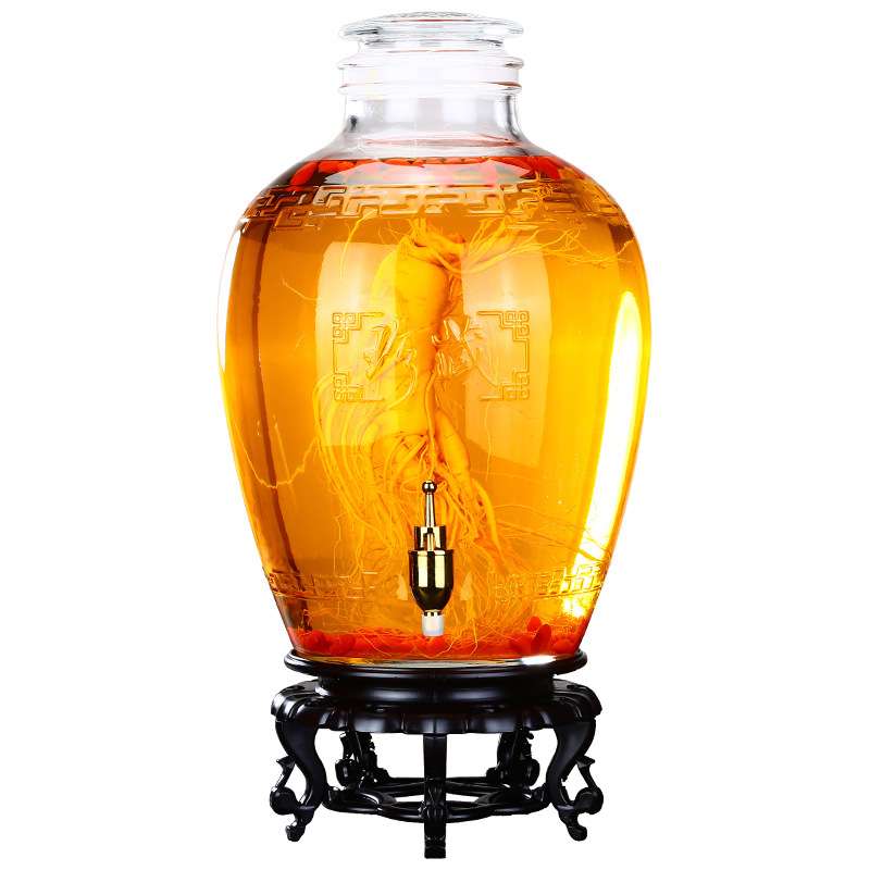 A6L酒坛子玻璃带龙头酒缸20斤装10家用玻璃酒壶密封酒瓶泡酒