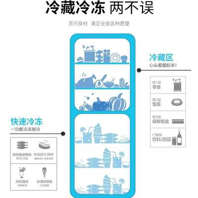 申花162-202升小冰箱家用小型租房上冷藏下冷冻宿舍迷你双门电冰