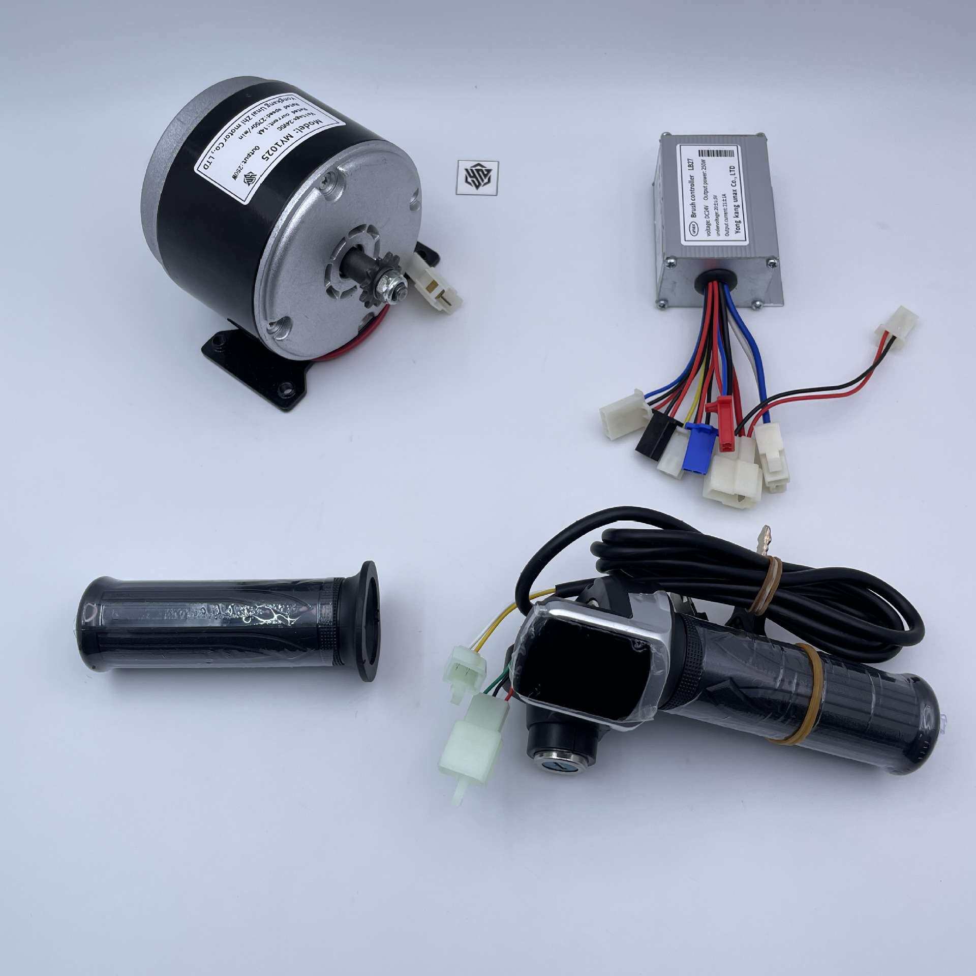 跨境 滑板车童车自行车改装配件电机24V250W控制器数显转把套