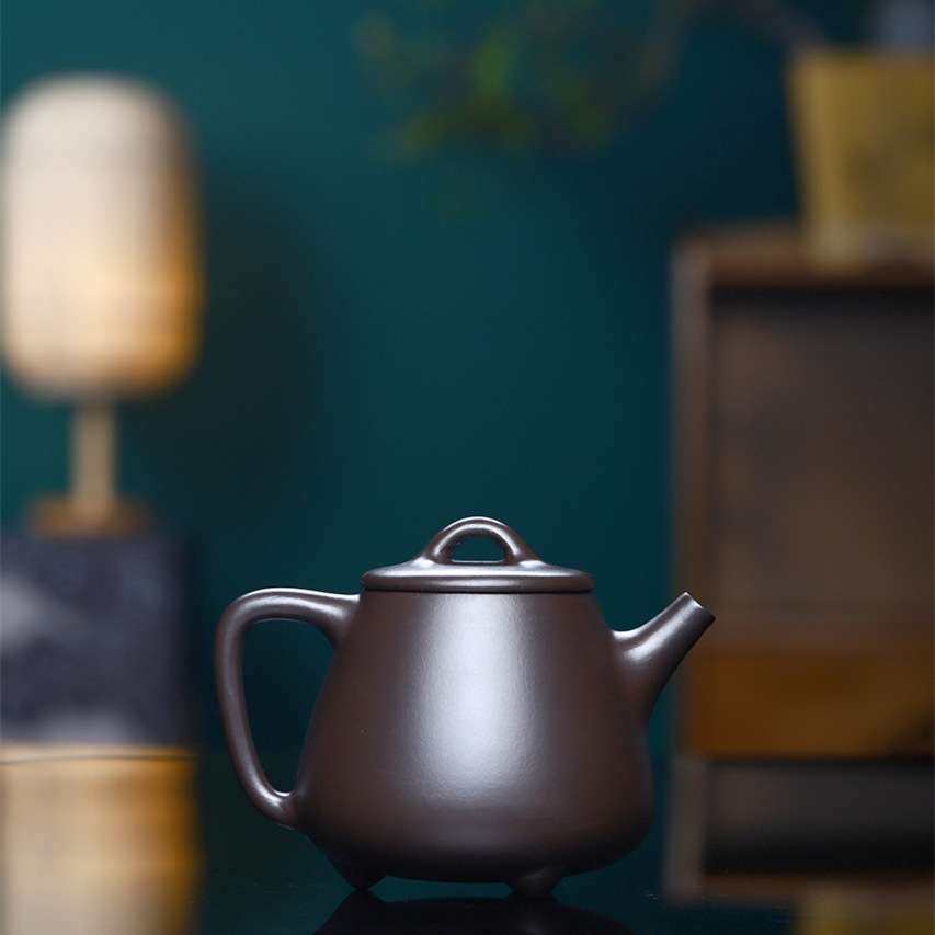 中式高石瓢壶宜兴紫砂壶厂家直销原矿黑泥功夫茶具纯全手工泡茶壶
