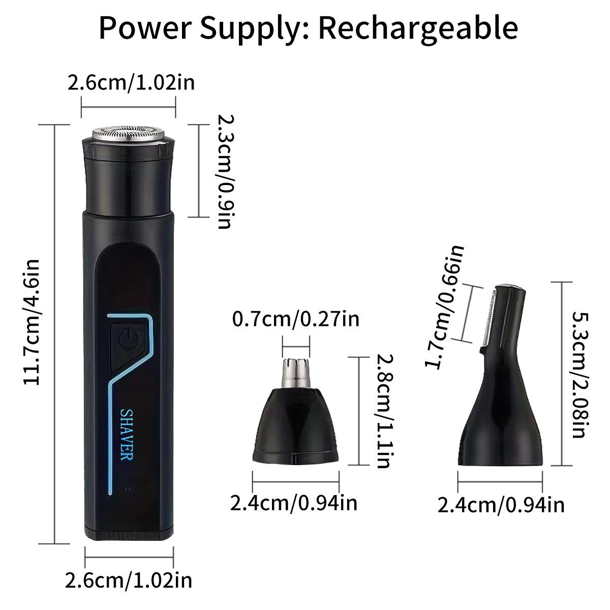 爆款新品三合一电动鼻毛修剪器男士刮鼻毛器男用多功能修鼻毛器