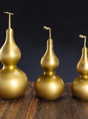 开盖铜葫芦摆件带叶八卦葫芦仿古做旧光面开口葫芦厂家