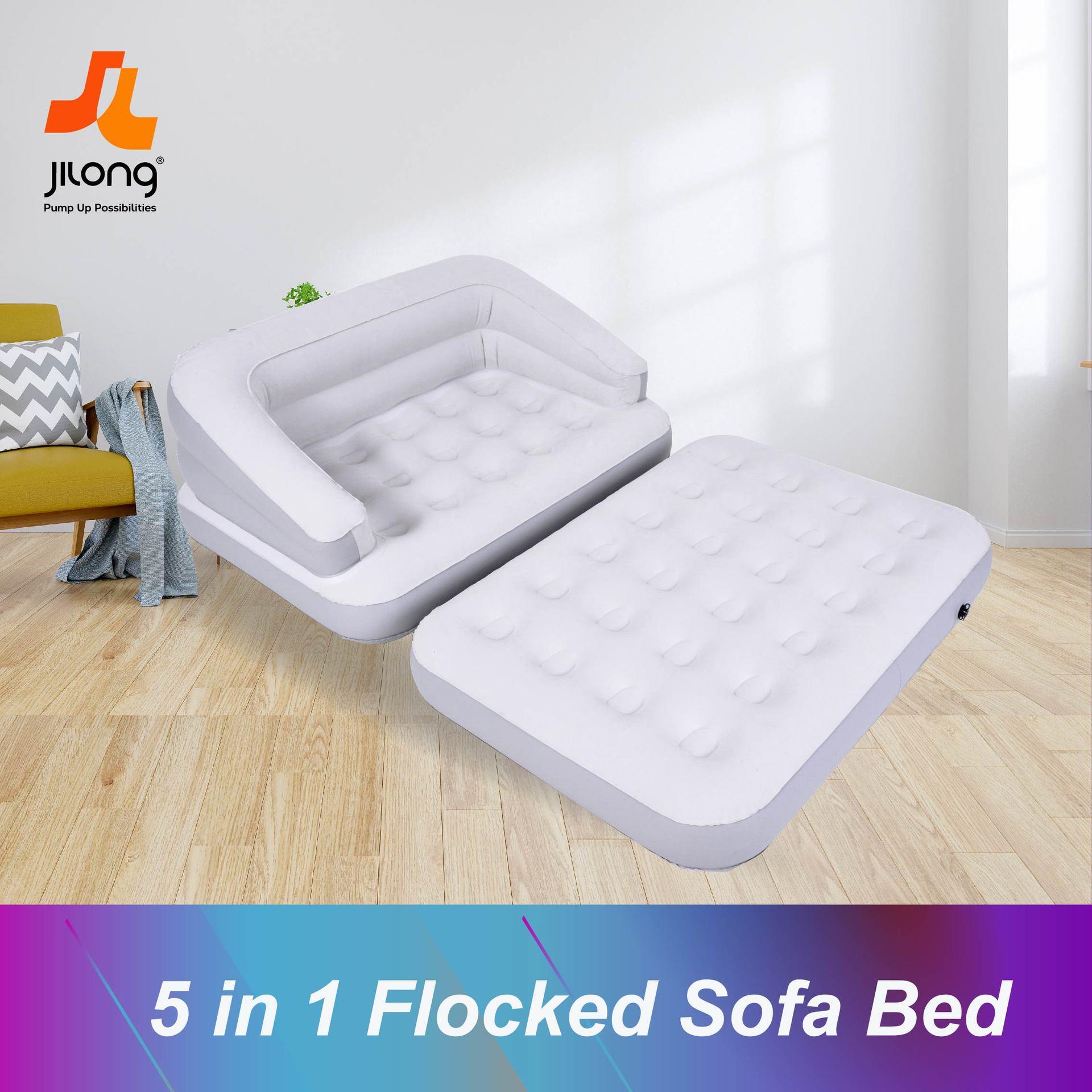 JILONG充气沙发床双人加厚沙发多功能户外便携式折叠充气沙发床