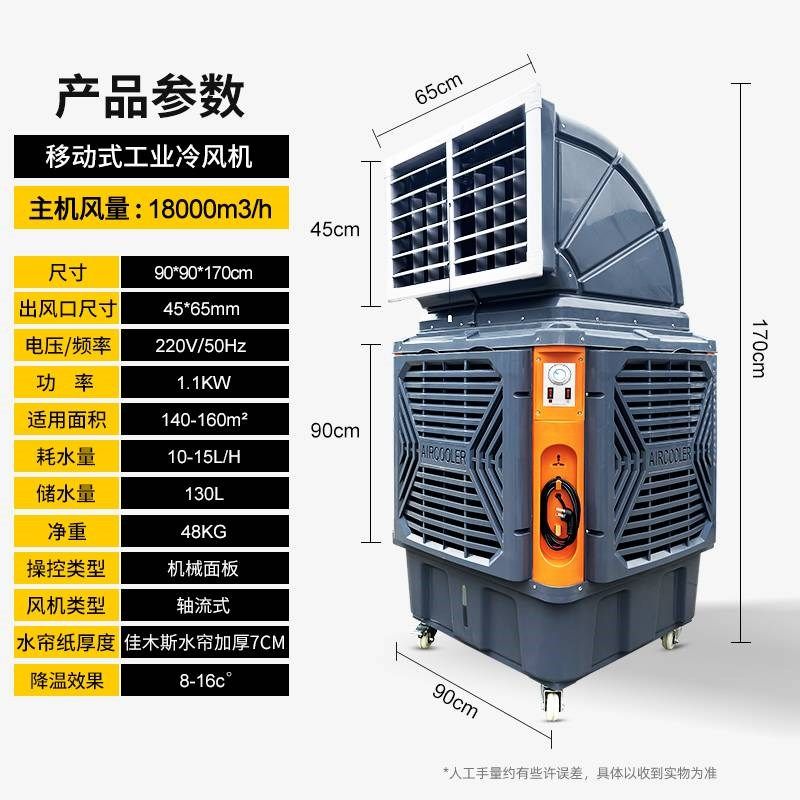 新款工业冷风机商用大型工厂制冷水空调移动水冷风扇养殖场环保空