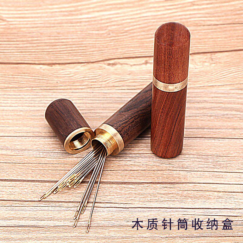 檀木针筒不锈钢大眼针家用手缝针钢针缝衣针手工缝纫针线被子针