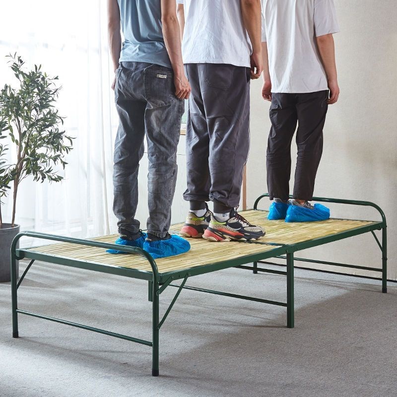 竹床折叠床家用单人经济型竹板床简易铁艺办公室午休床1米2宽竹1