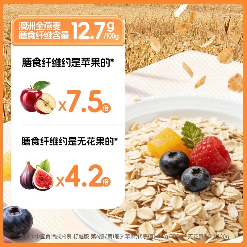 初谷 澳洲全燕麦1kg*1罐/1kg*2罐营早餐冲泡即食高膳食纤维
