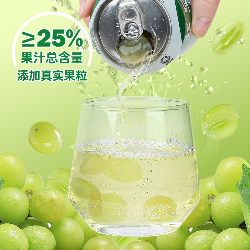 九日果肉果汁饮料果粒葡萄多口味清爽营清凉解腻饮品238mlx10罐
