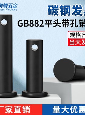 GB882黑色平头带孔销轴圆柱带孔销钉插销定位销M5M6M8M10M12-M20