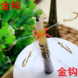 包邮2018新款弹簧金钩爆炸钩乌头钩鱼钩钓组乌头钓组串钩碳线款