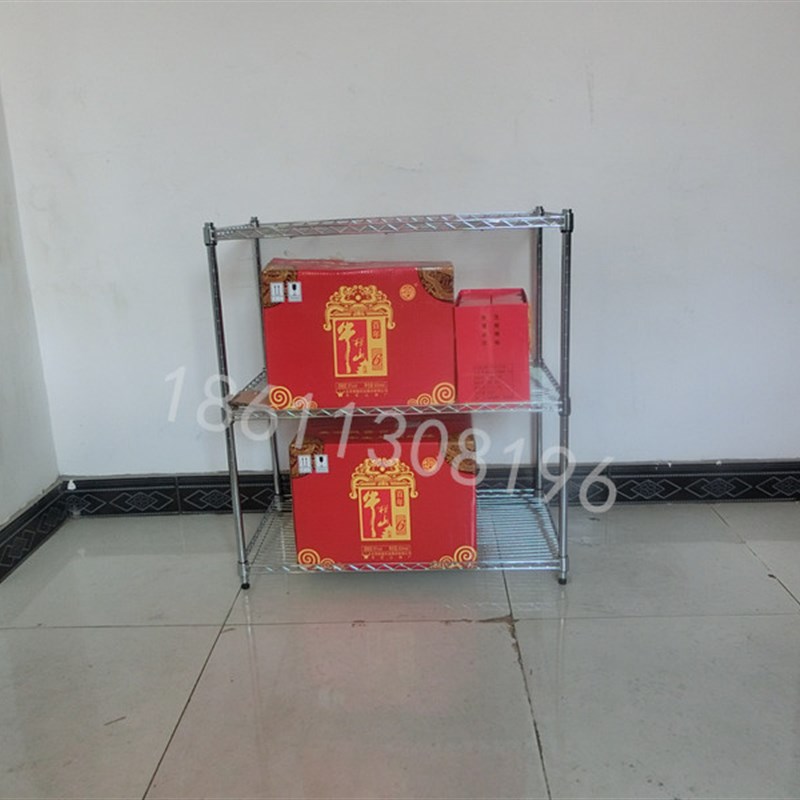 不锈钢色微波炉三层置物架厨房3层锅架收纳层架储物架金属整理架