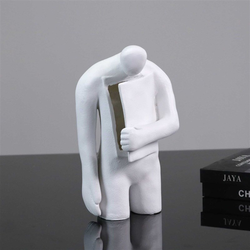 现代简约抽象白色树脂打开心扉人物雕塑摆件客厅卧室玄关家居饰品