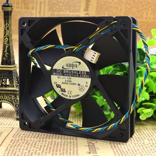ADDA AD1212XB-A7BGL 12V 0.65A 12CM 12025 四线 PWN温控风扇