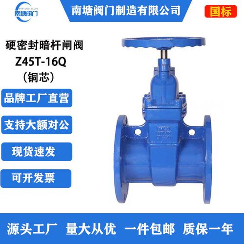 铜芯防护闸阀Z45T-16Q硬密封暗杆法兰式DN100化工污水管道阀国标
