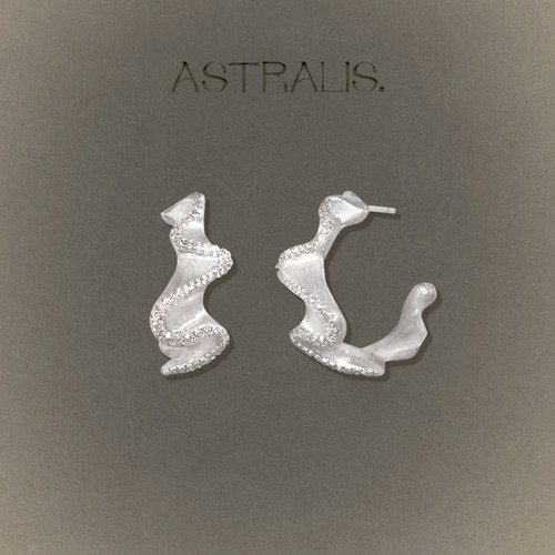 ASTRALIS拉丝镶钻耳圈女复古精致