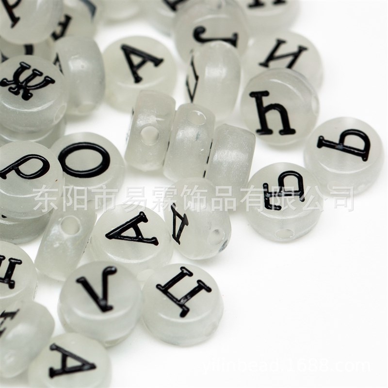 字母珠 4*7MM扁圆俄文 塑料亚克力串珠散珠 diyX饰品材料配件